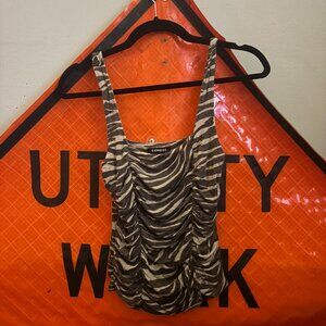 y2k zebra snow leopard vintage express top